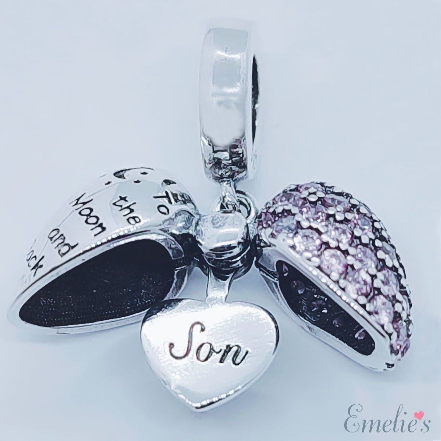 Son I Love You to the Moon and Back Charm for Pandora Bracelet. Locket Charm