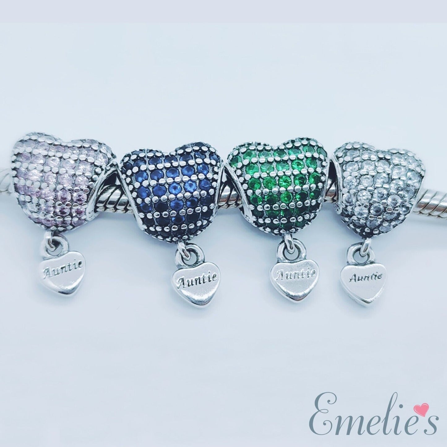 Auntie Charm for Pandora Bracelet. Crystal 925 Sterling Silver. Auntie Gift