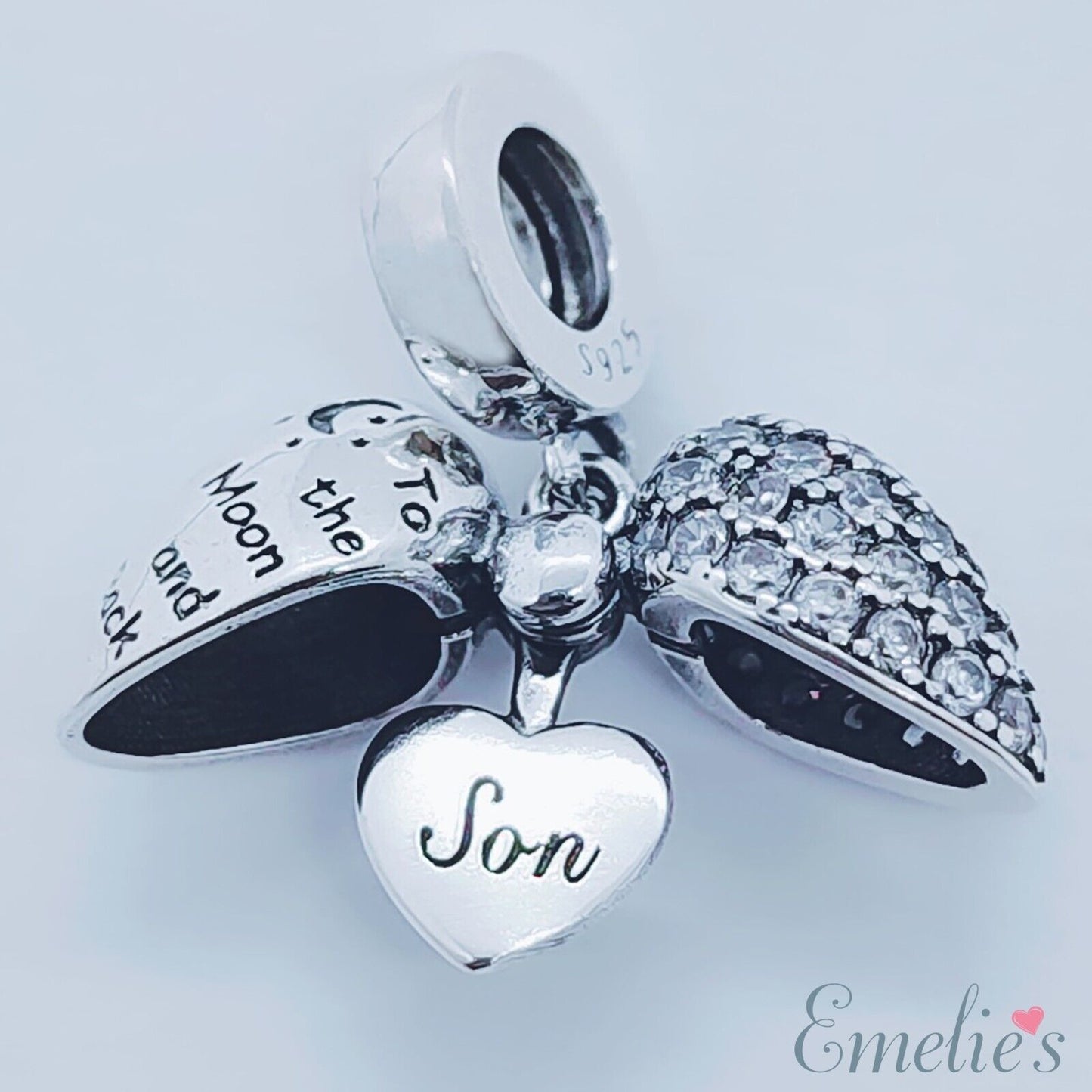 Son I Love You to the Moon and Back Charm for Pandora Bracelet. Locket Charm