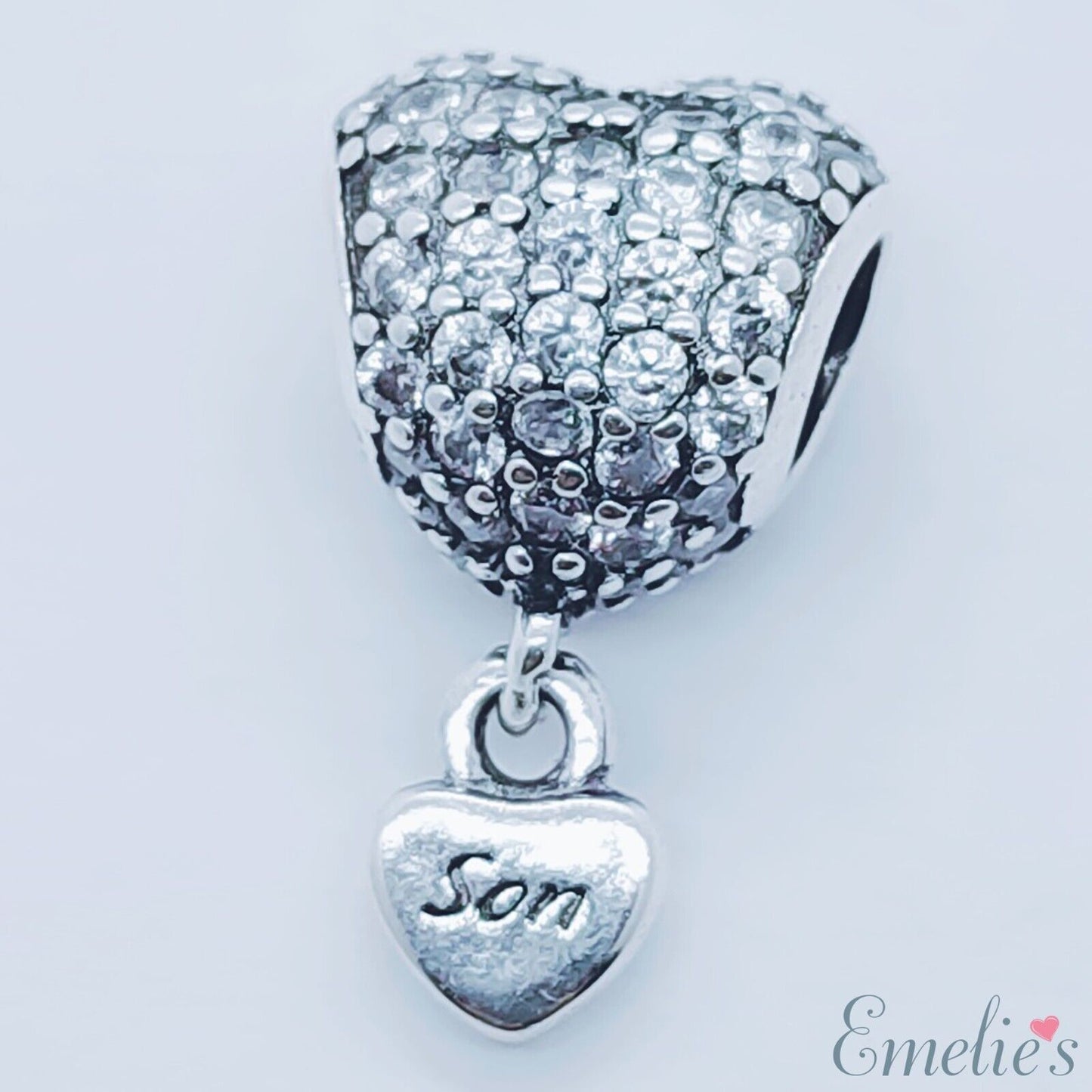 Son Charm for Pandora Bracelet. Crystal 925 Sterling Silver. Son Gift
