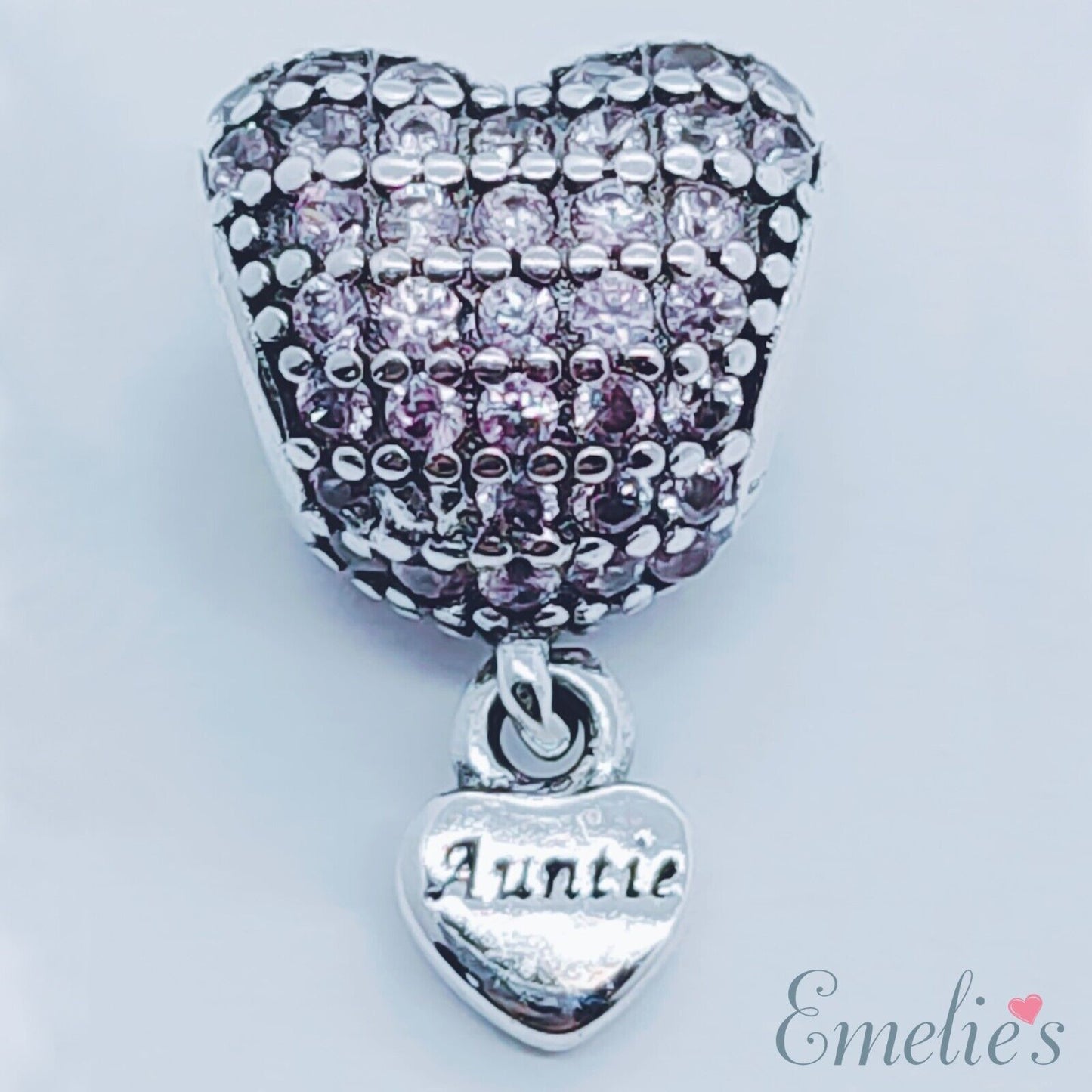Auntie Charm for Pandora Bracelet. Crystal 925 Sterling Silver. Auntie Gift