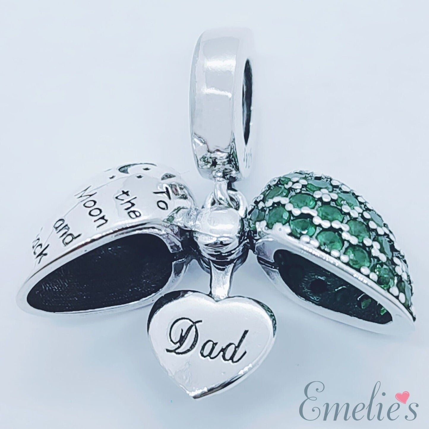 Dad I Love You to the Moon and Back Charm for Pandora Charm Bracelet. Sterling Silver