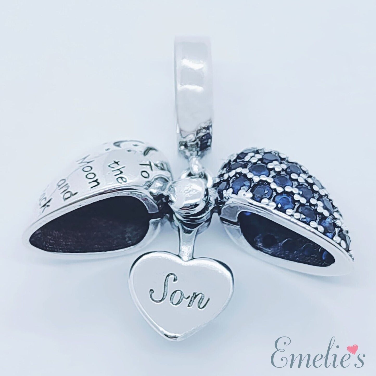 Son I Love You to the Moon and Back Charm for Pandora Bracelet. Locket Charm
