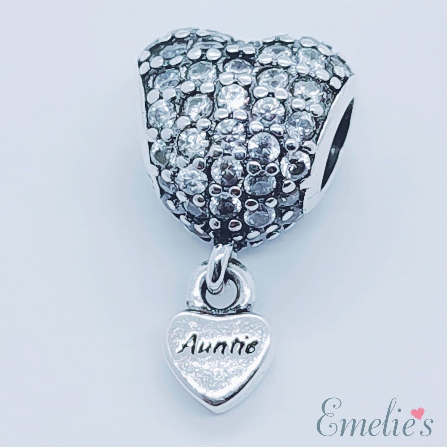 Auntie Charm for Pandora Bracelet. Crystal 925 Sterling Silver. Auntie Gift