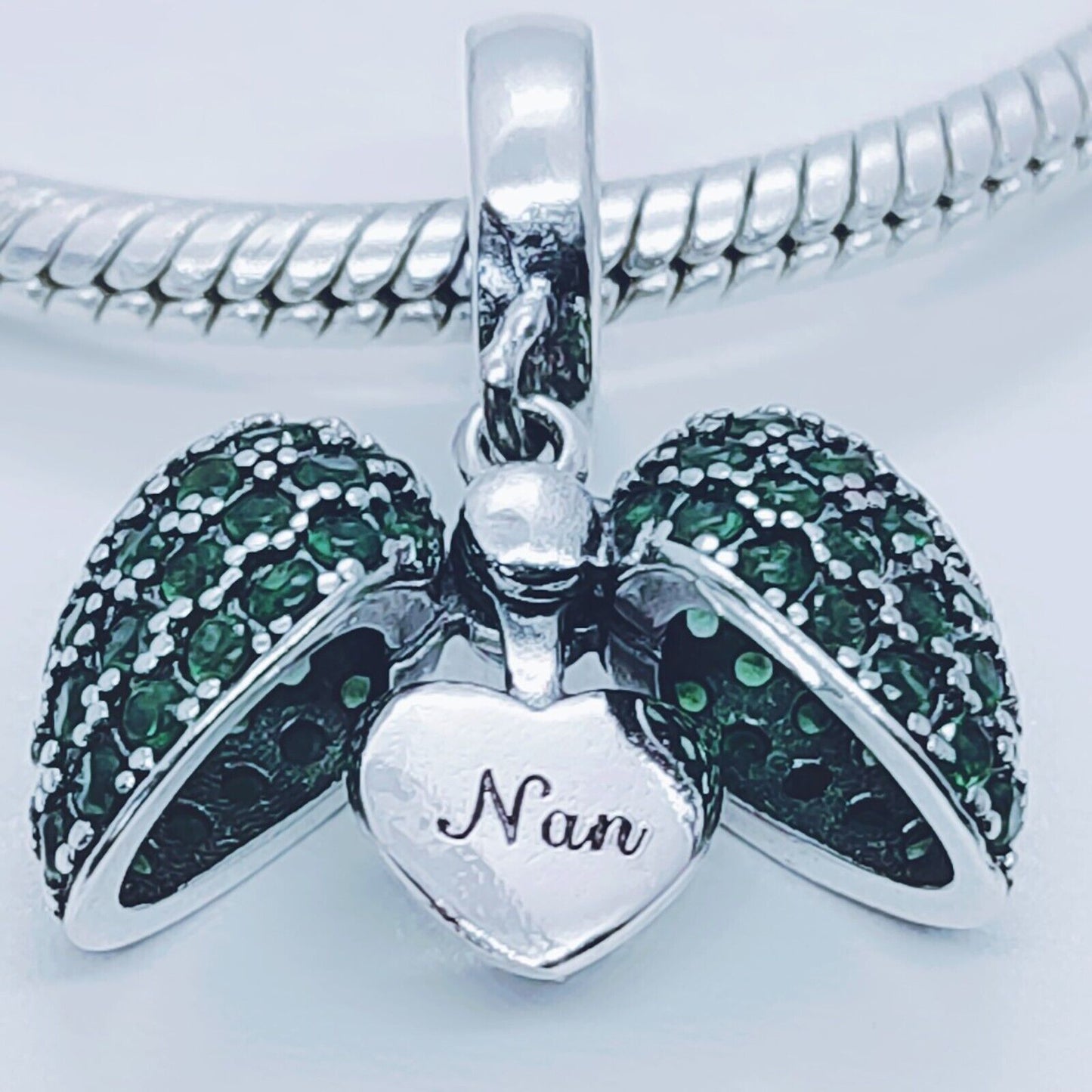 Nan I Love You Heart Charm for Pandora Bracelet or Necklace. 925 Sterling Silver Pendant