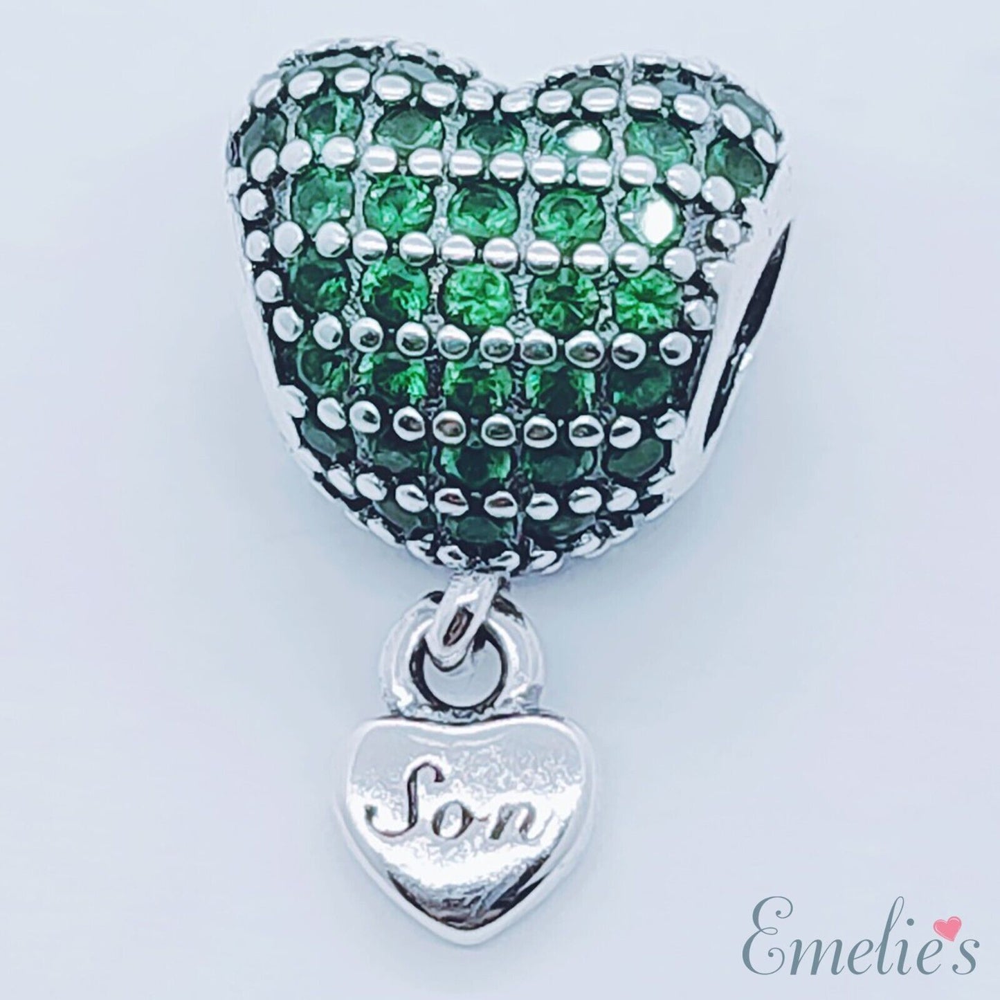 Son Charm for Pandora Bracelet. Crystal 925 Sterling Silver. Son Gift