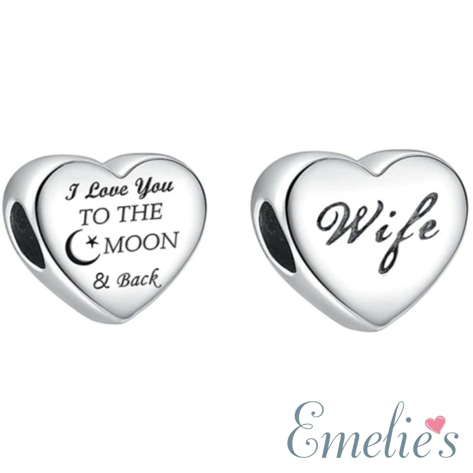 Wife I Love you to the Moon and Back Charm for Pandora Bracelet