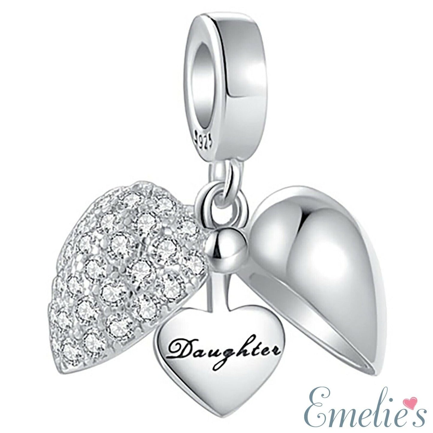 I Love You Daughter Charm for Pandora Bracelet. 925 Sterling Silver