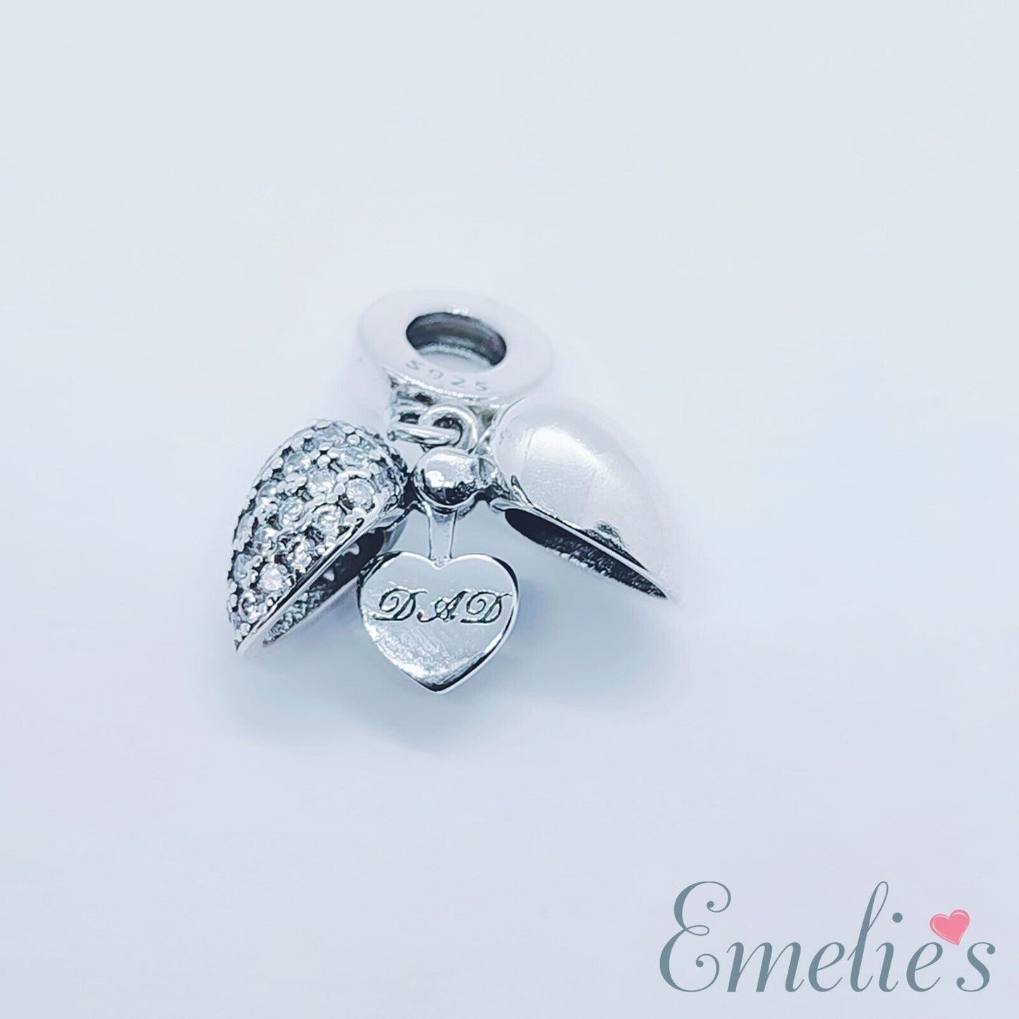 I Love You Dad Charm for Pandora Bracelet. 925 Sterling Silver Father Charm