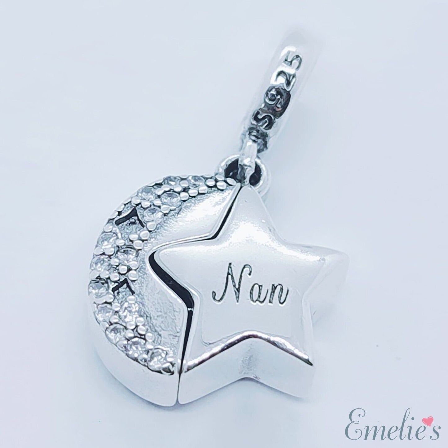 Nan I Love you to the Moon and Back Charm for Pandora Bracelet. S925 Sterling Silver