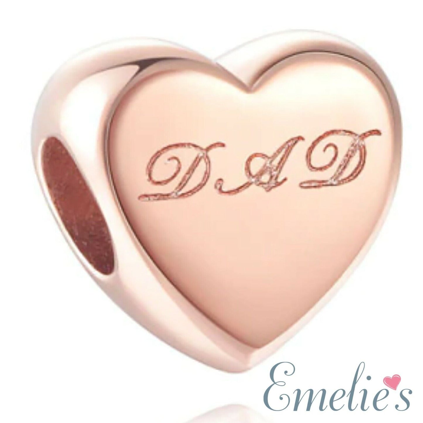 Dad I Love You Charm for Pandora Bracelet. Sterling Silver Rose Gold