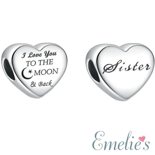 Sister I love you to the moon and back Pandora charm