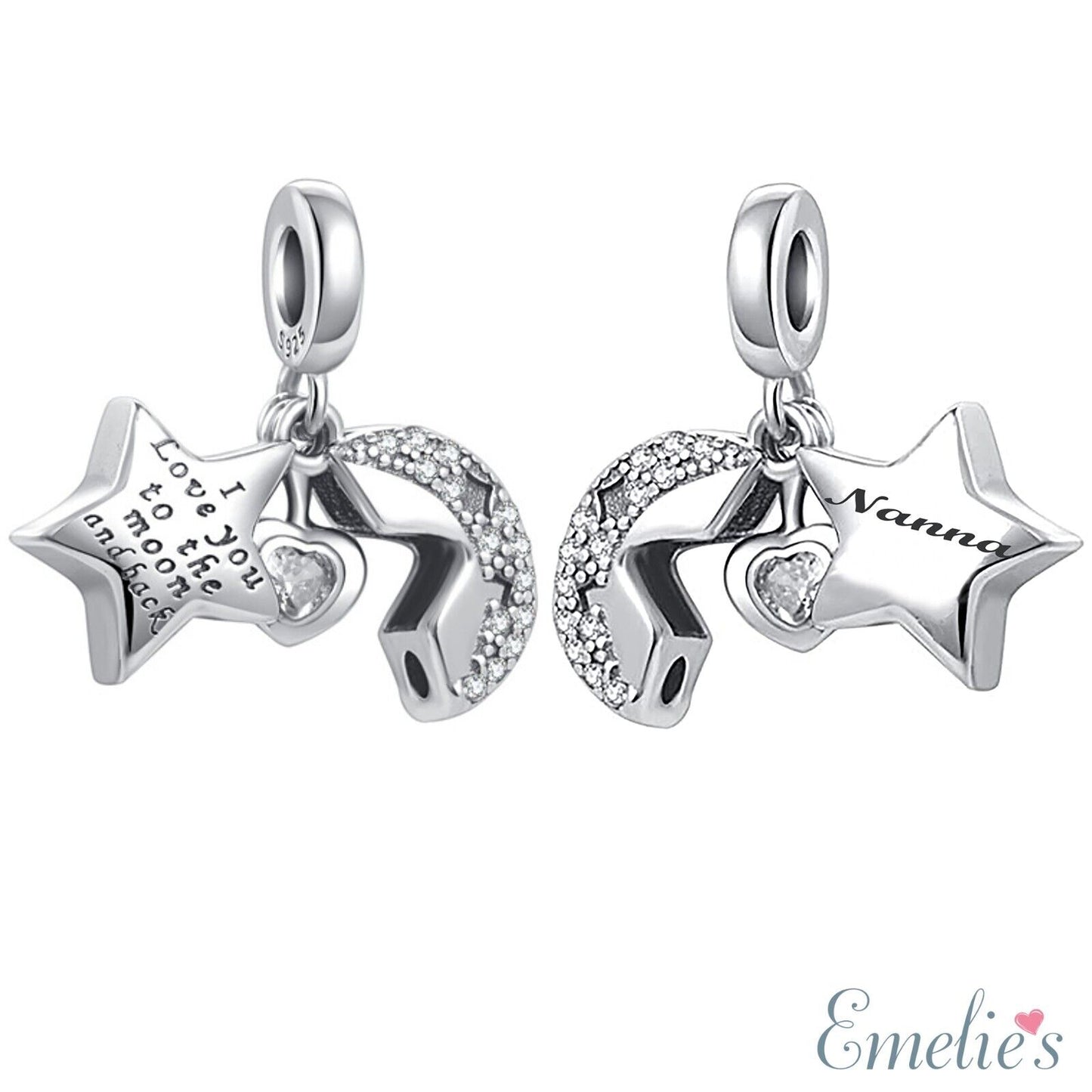 Nanna I Love You to the moon and back Pandora charm