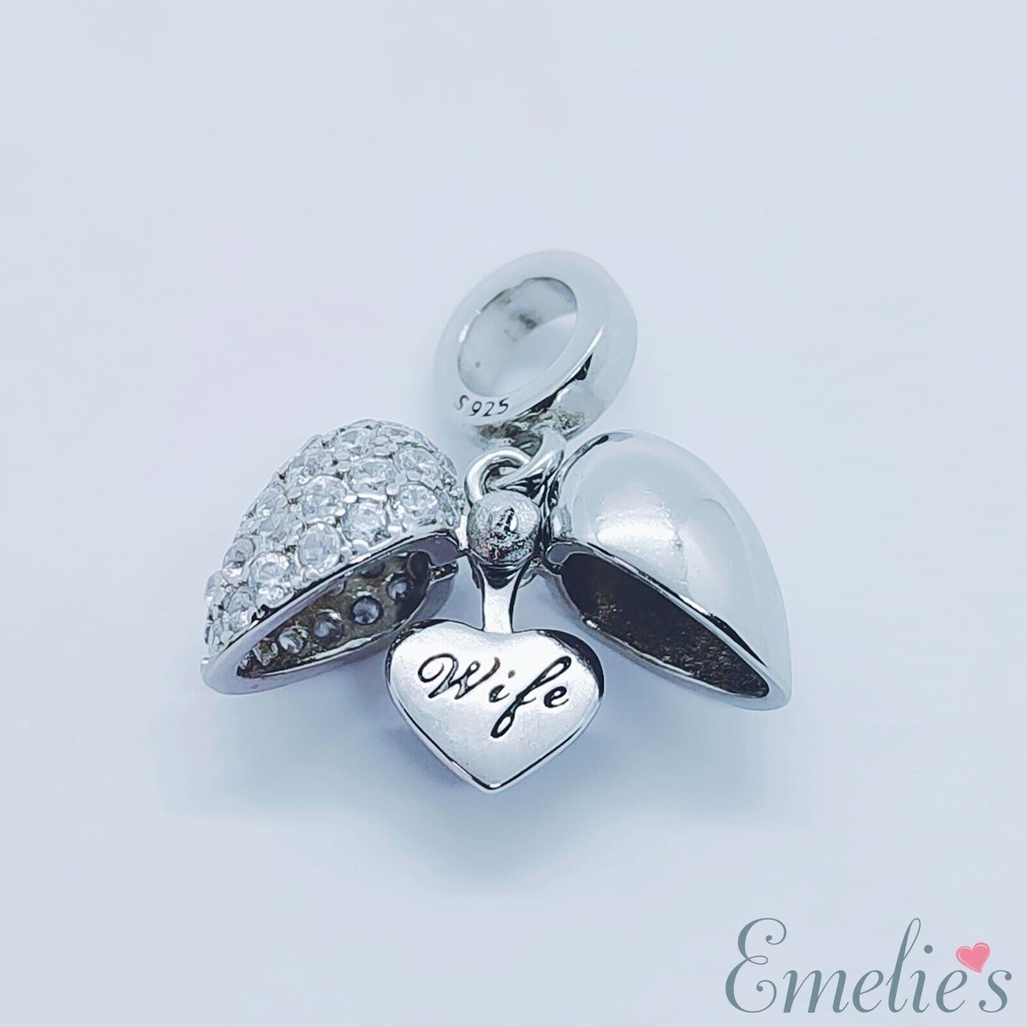 I Love You Wife Charm for Pandora Bracelet. 925 Sterling Silver
