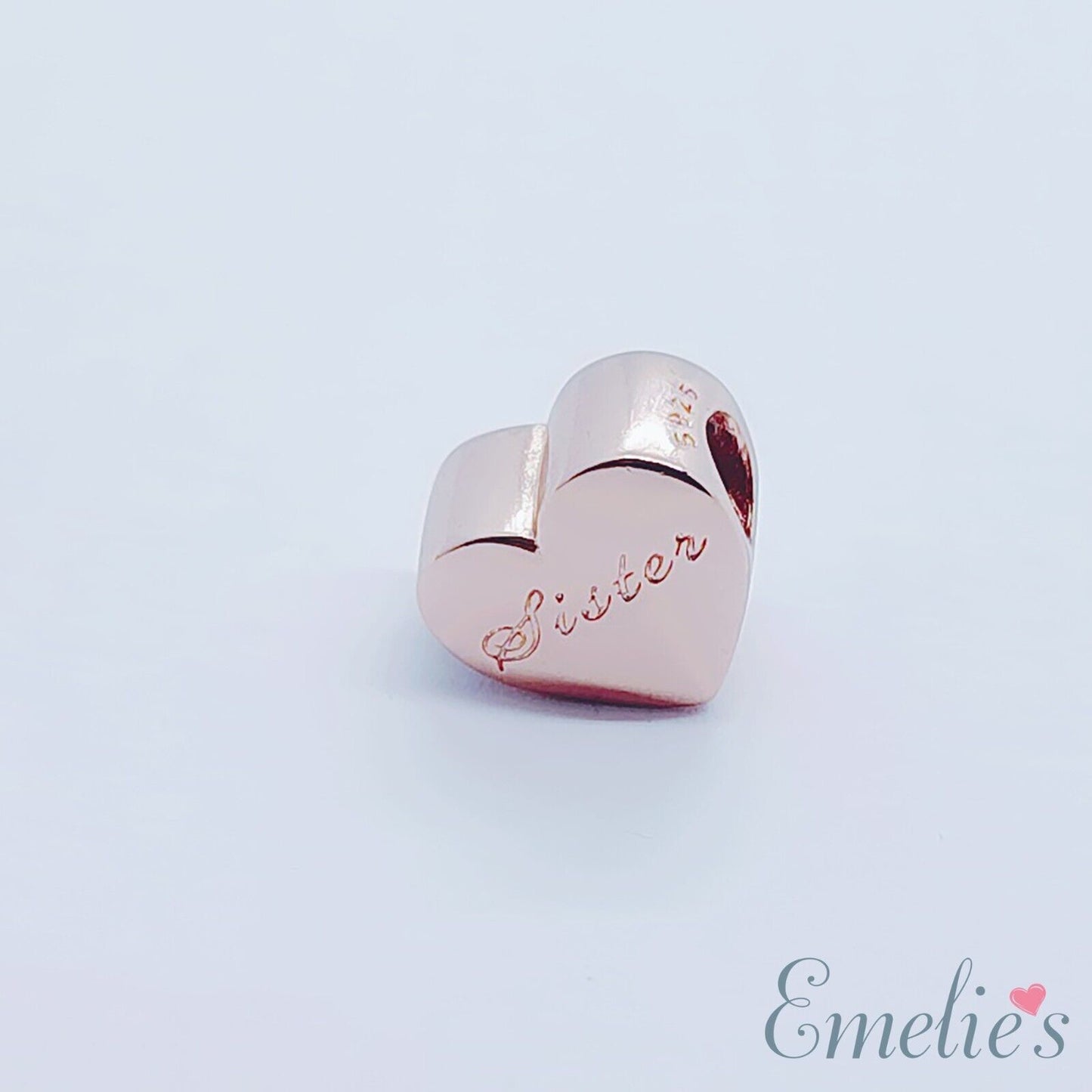 Sister I Love you to the Moon and Back Charm for Pandora Bracelet. Sterling Silver Rose Gold