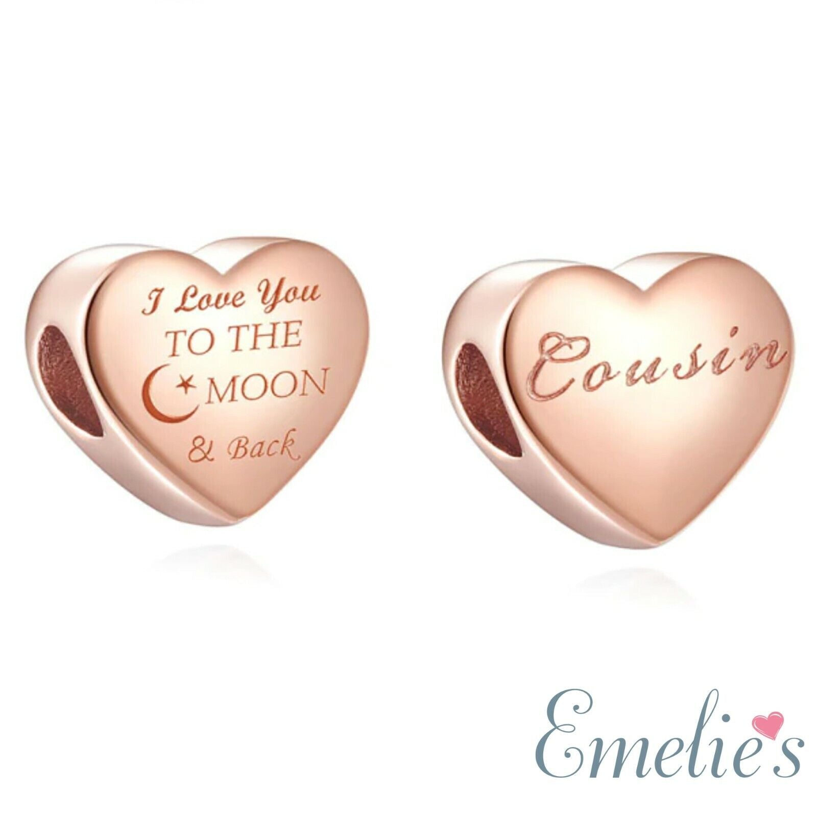 Cousin Charm for Pandora Rose Gold I Love you to the