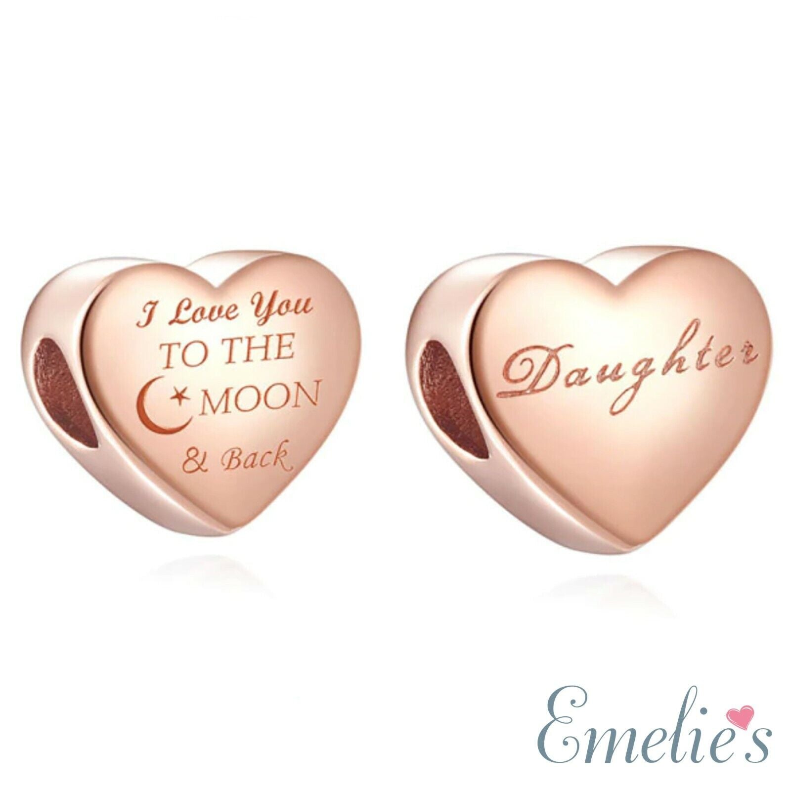Daughter I Love you to the Moon and Back Charm for Pandora