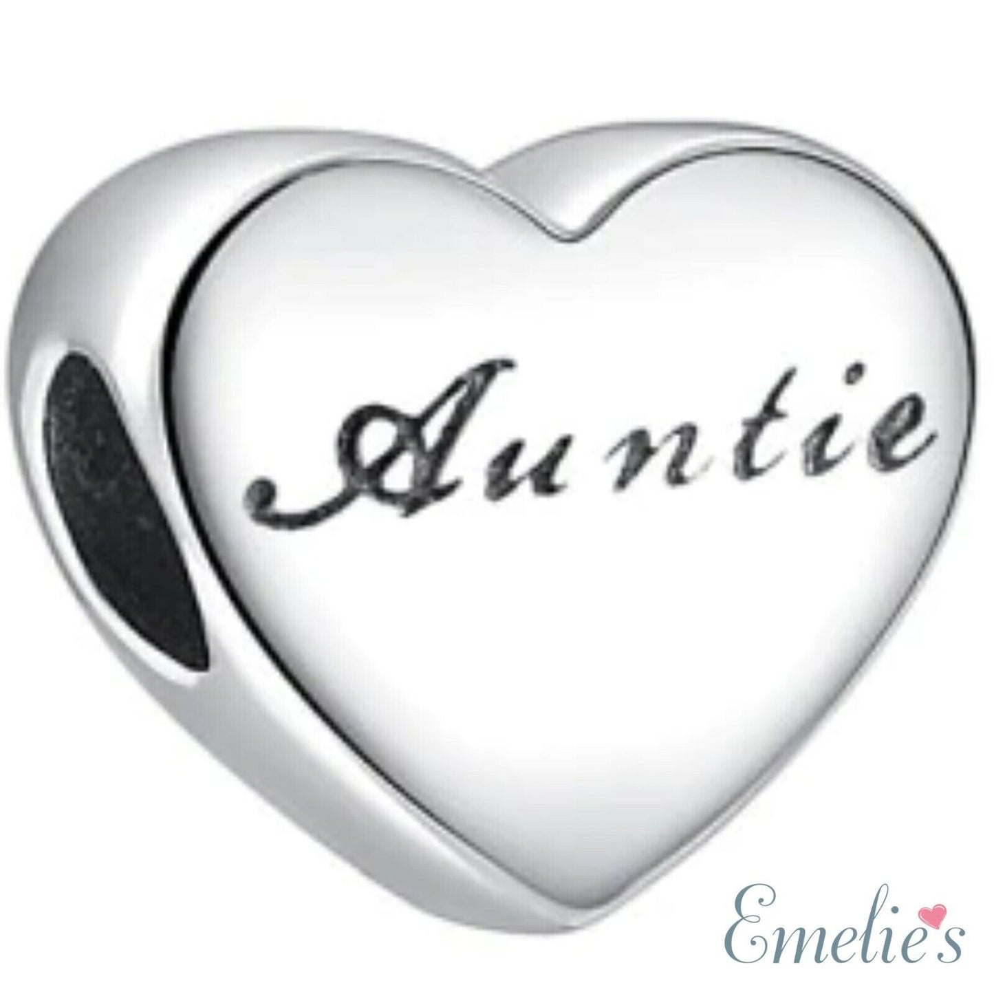 Auntie I Love you to the Moon and Back Charm for Pandora Bracelet. S925 Sterling Silver