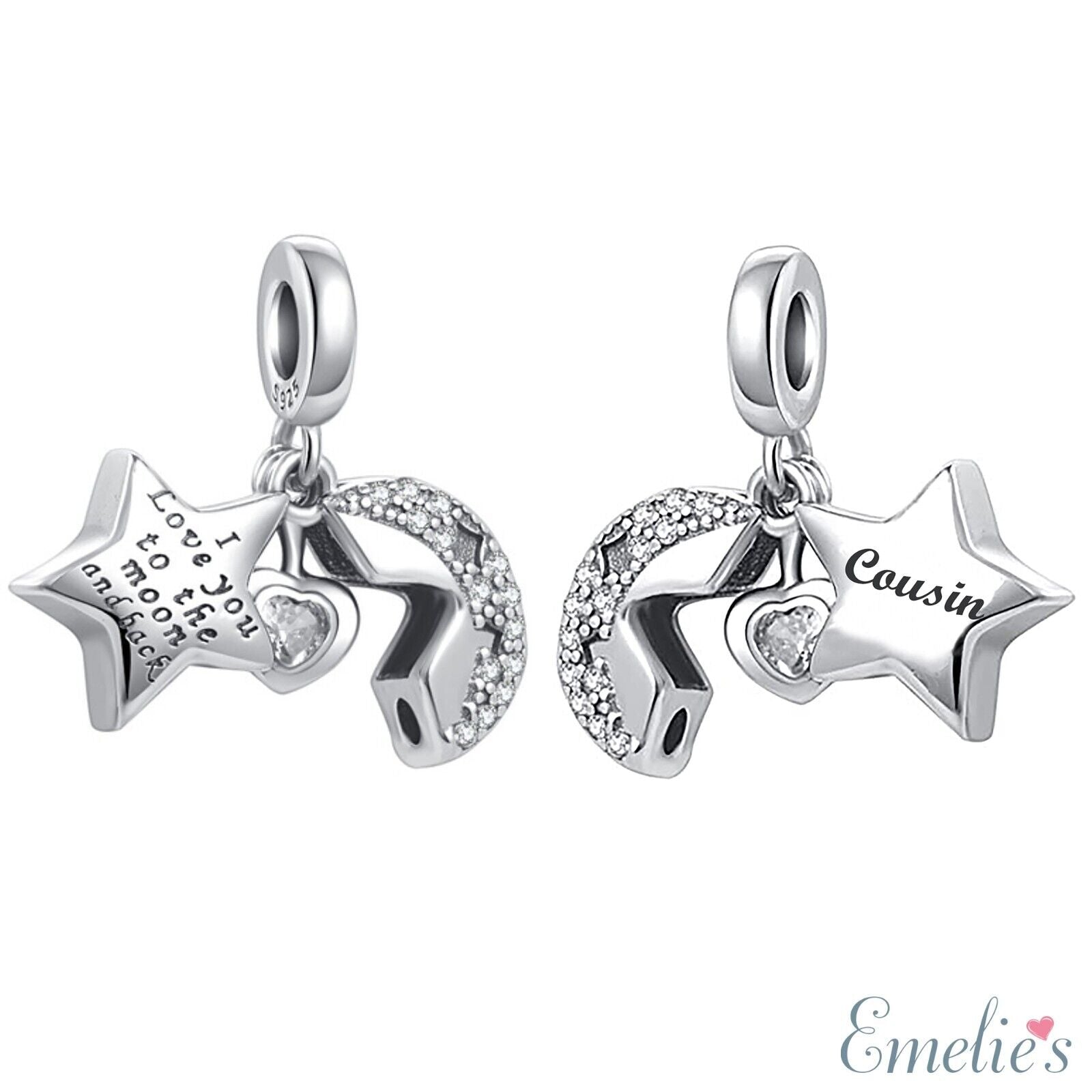 Cousin I Love you to the Moon and Back Charm for Pandora Bracelet