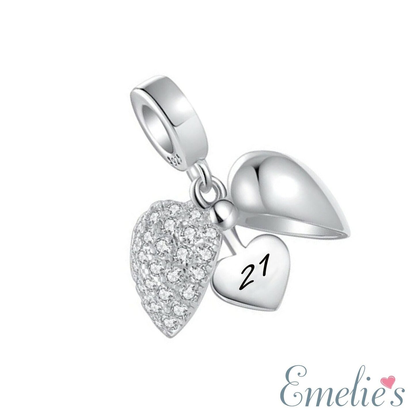 21st Birthday Charm Pendant for Pandora Bracelet. 21 Birthday 925 Sterling Silver
