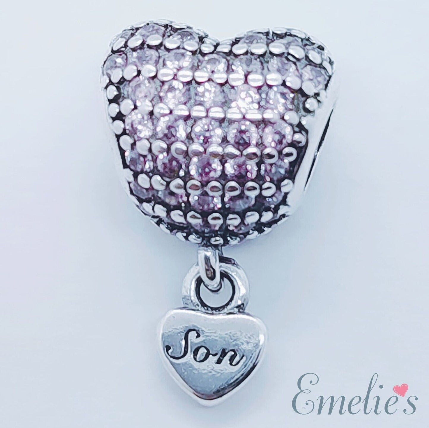 Son Charm for Pandora  Bracelet. Crystal 925 Sterling Silver. Son Gift