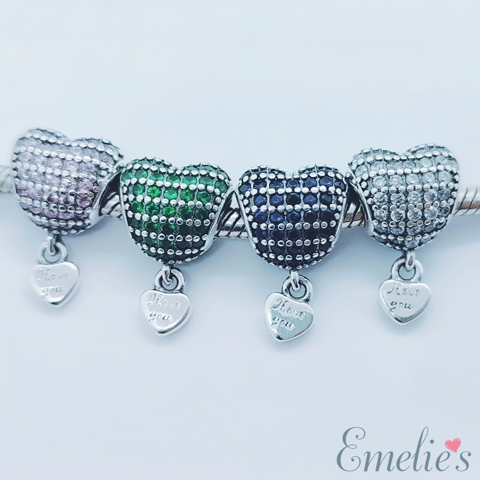 HOT Beaded Open Heart Charm Pandora I Love You Heart Charm