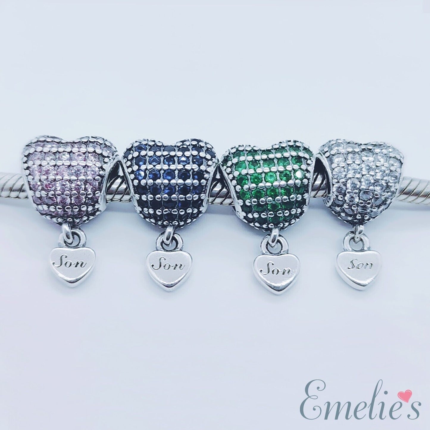 Son Charm for Pandora  Bracelet. Crystal 925 Sterling Silver. Son Gift