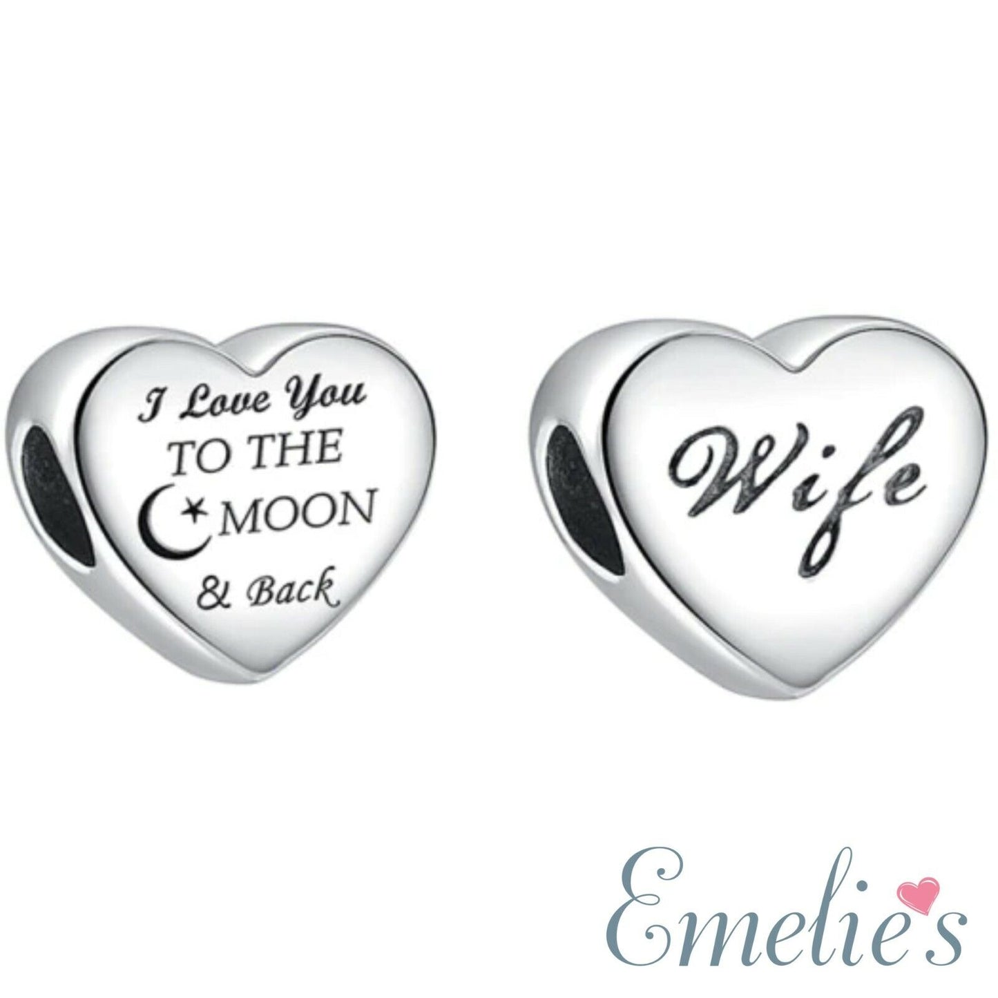 Wife I love you to the moon and back Pandora Charm