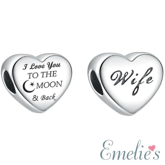 Wife I love you to the moon and back Pandora Charm