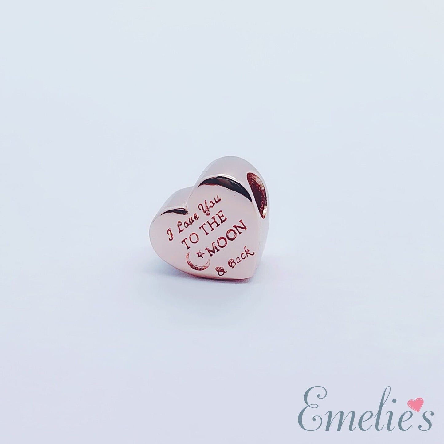 Daughter I Love you to the Moon and Back Charm for Pandora Bracelet. Sterling Silver Rose Gold