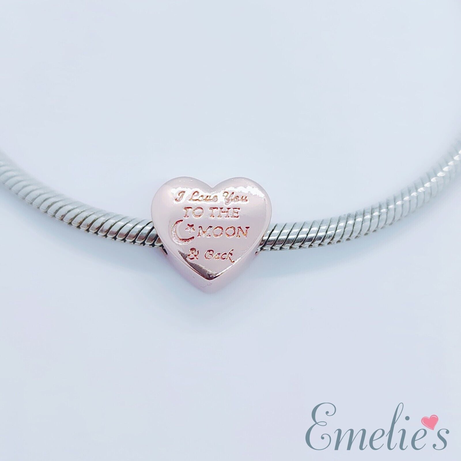Father & Daughter Charm – 925 Sterling Silver Rose Gold – Love You To The Moon – Pandora Compatible