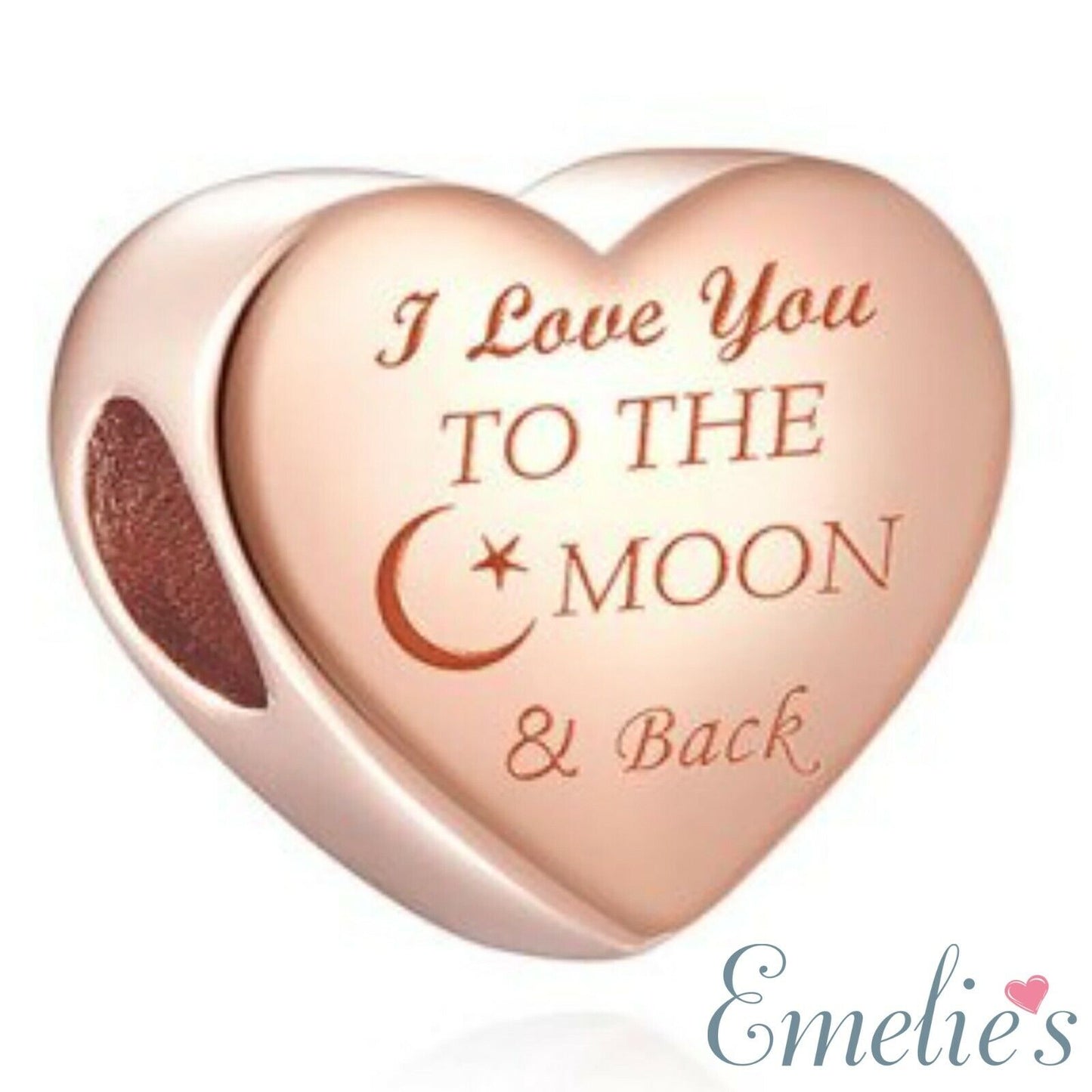 Mum I Love you to the Moon and Back Charm. Mother Sterling Silver Rose Gold