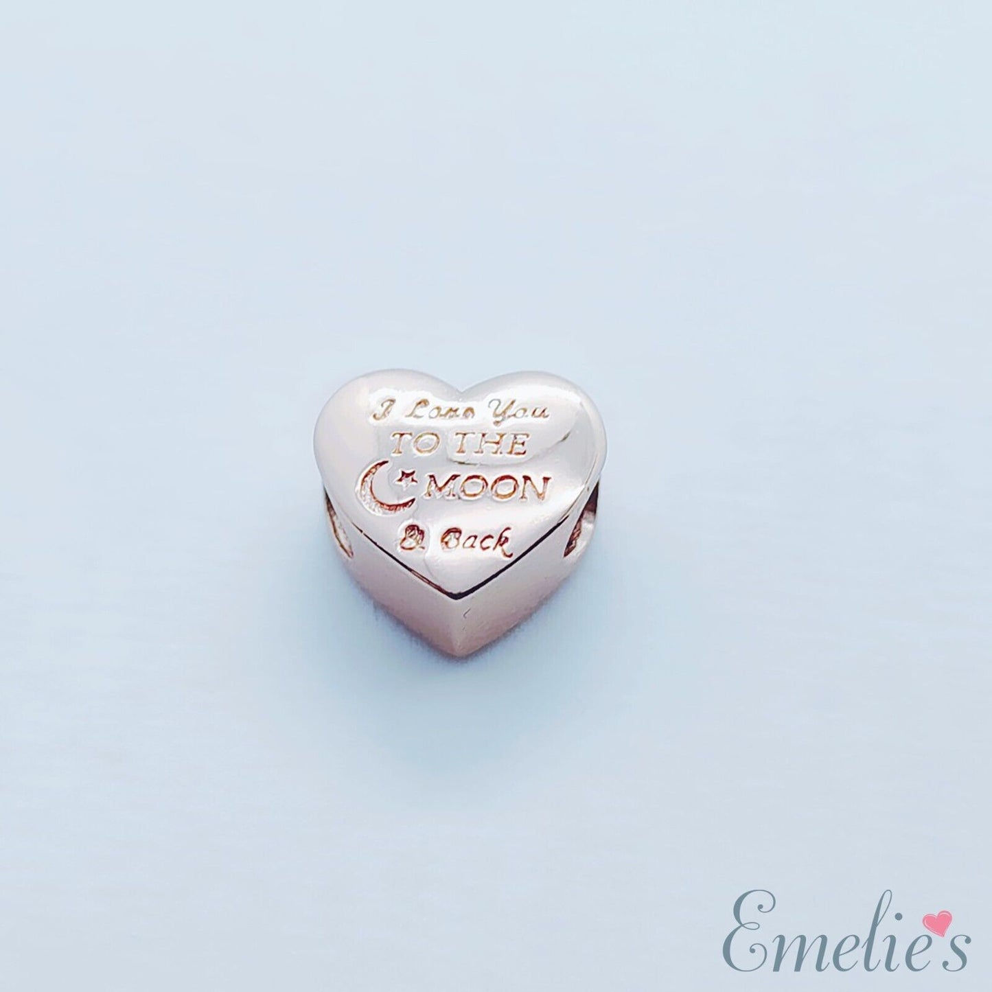 Daughter I Love you to the Moon and Back Charm for Pandora Bracelet. Sterling Silver Rose Gold