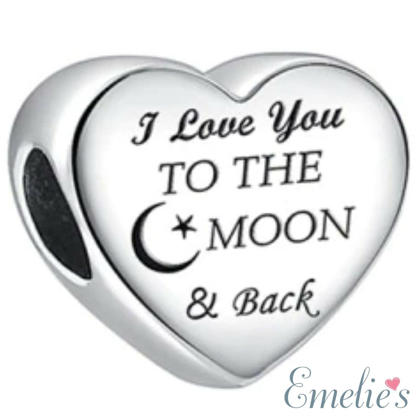 Wife I Love you to the Moon and Back Charm for Pandora Bracelet. S925 Sterling Silver