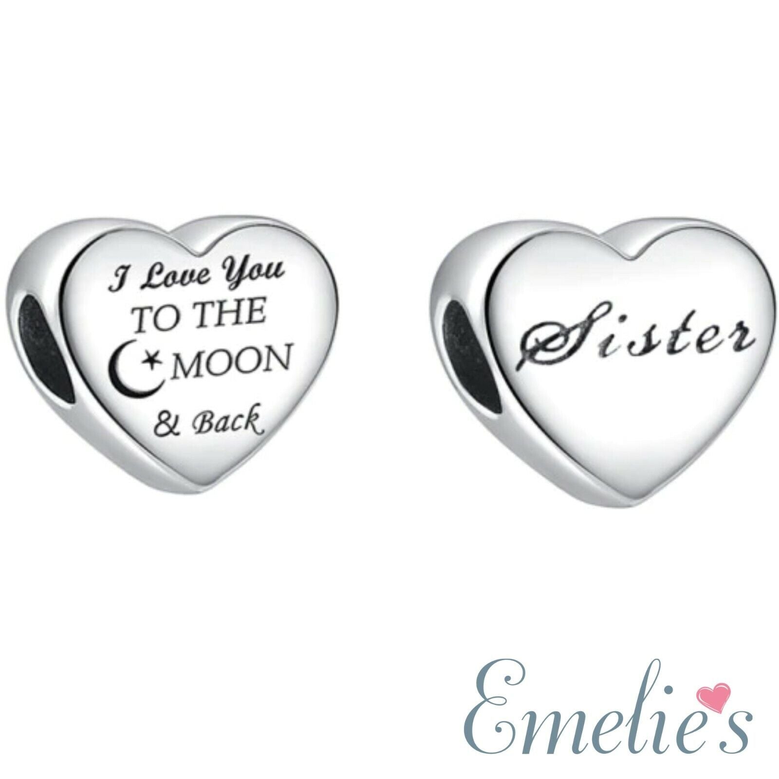 Sister I love you to the moon and back Pandora charm
