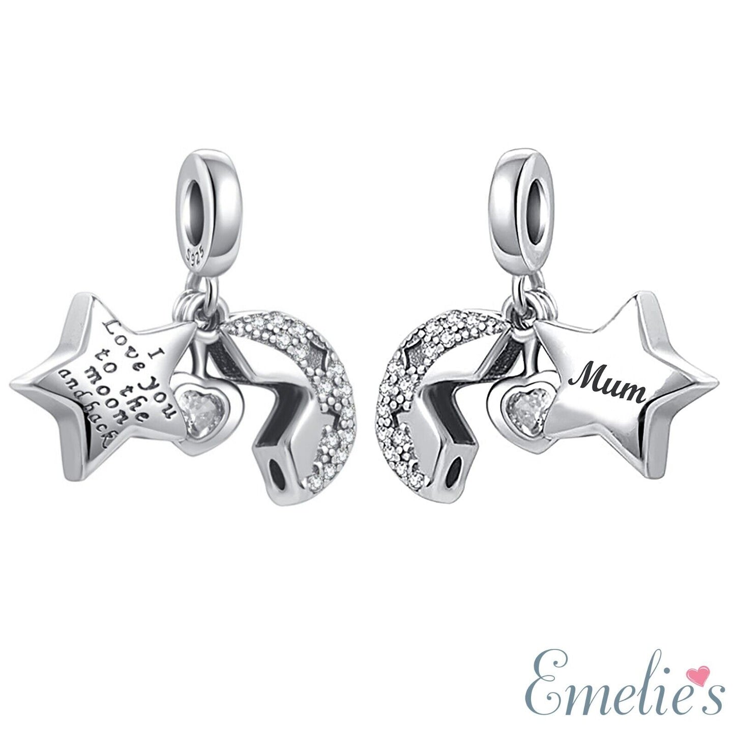 Mum Moon and Back Pandora Charm
