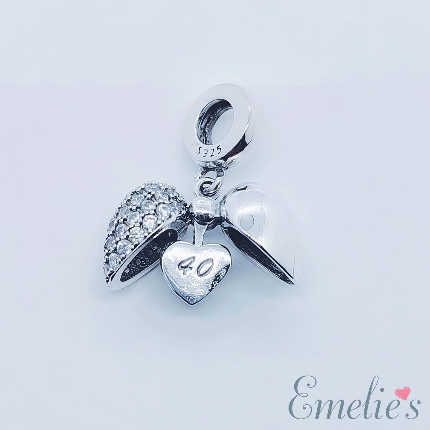 40th Birthday Charm Pendant for Pandora Bracelet. 40 Birthday 925 Sterling Silver