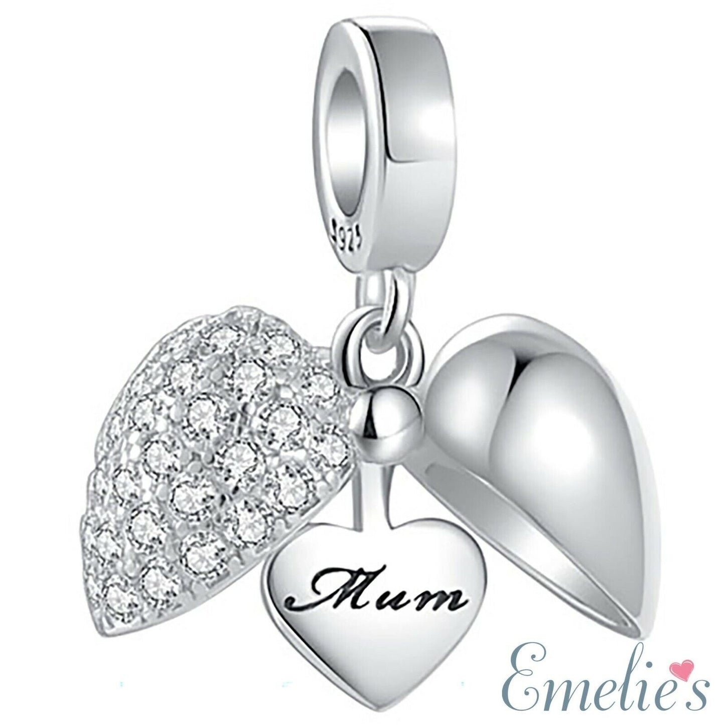 I Love You Mum Charm for Pandora Bracelet. 925 Sterling Silver