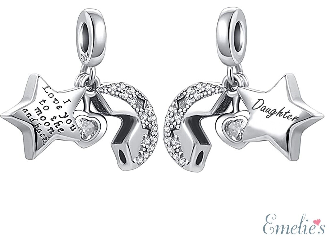 Daughter Star and Moon Pandora Charm