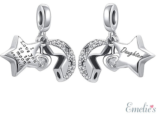 Daughter Star and Moon Pandora Charm