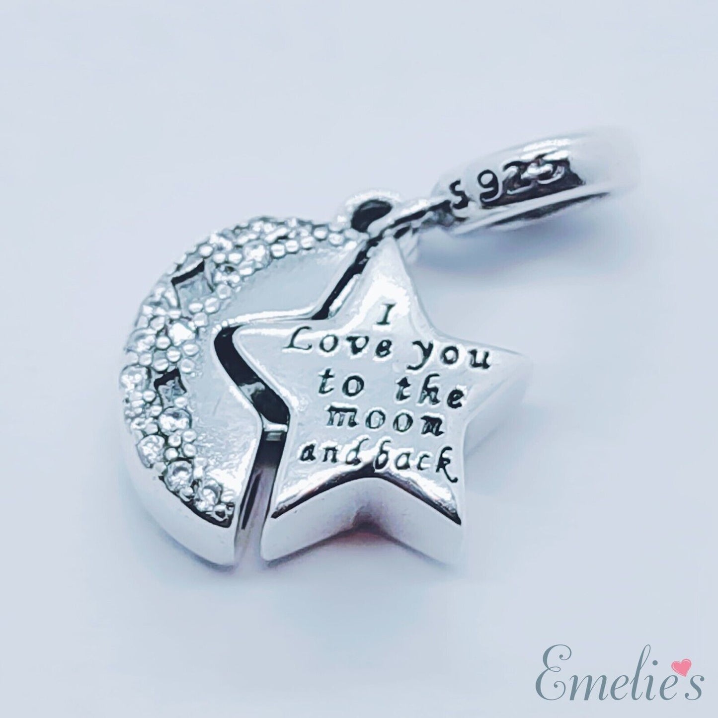 Mum I Love you to the Moon and Back Charm for Pandora  Bracelet. Sterling Silver Charm