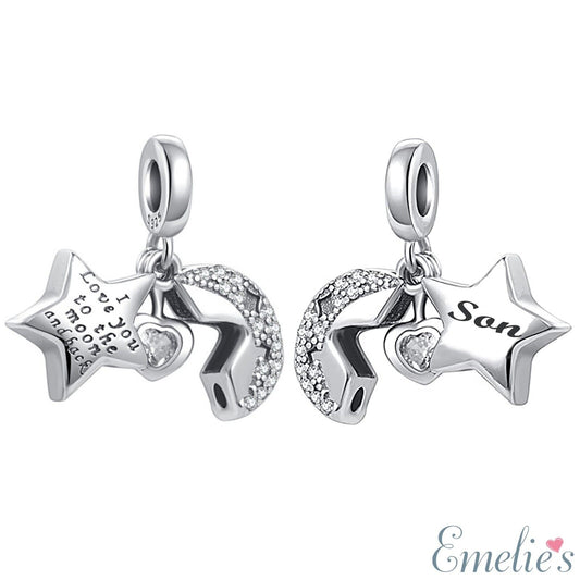 Son I love you to the moon and Pandora Charm
