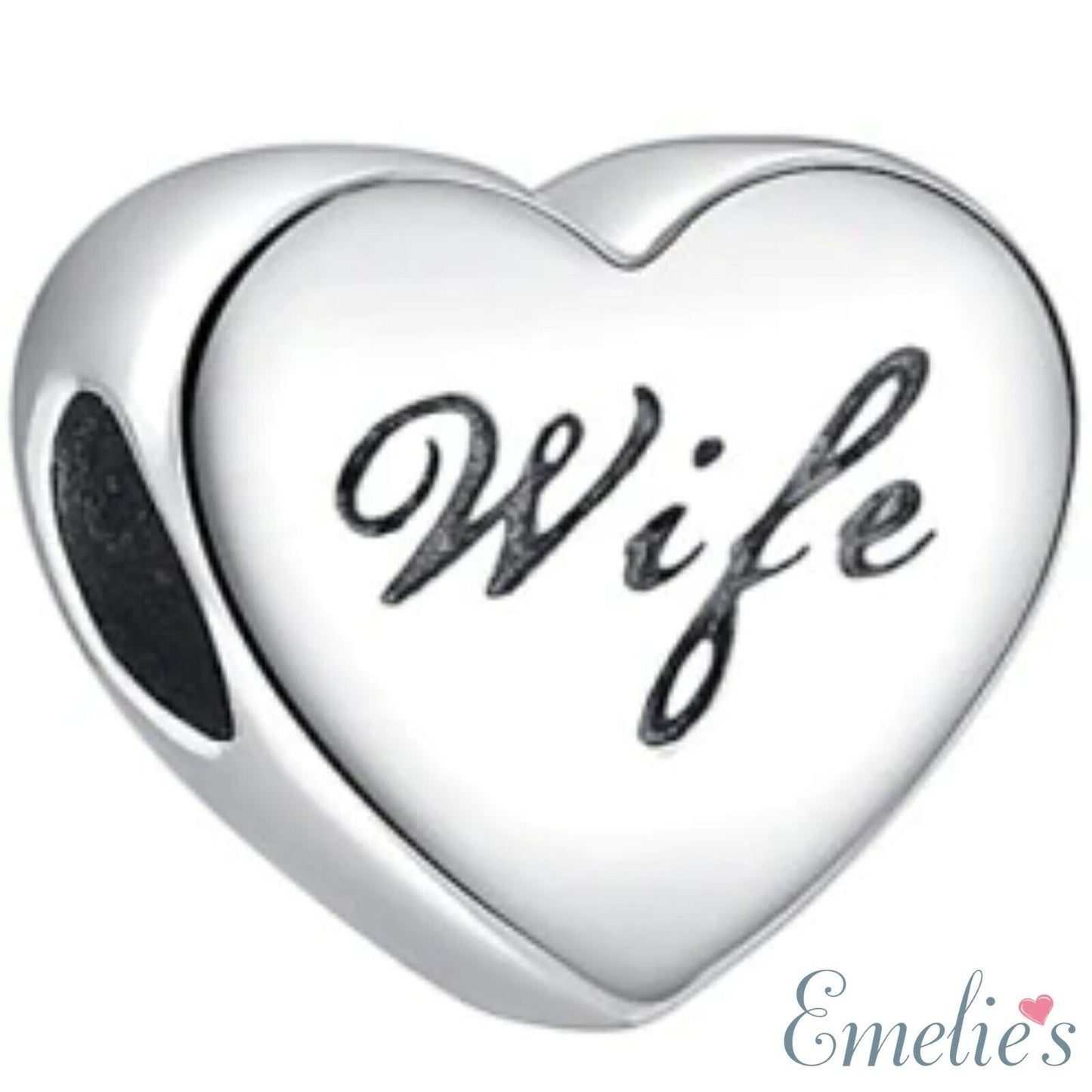 Wife I Love you to the Moon and Back Charm for Pandora Bracelet. S925 Sterling Silver