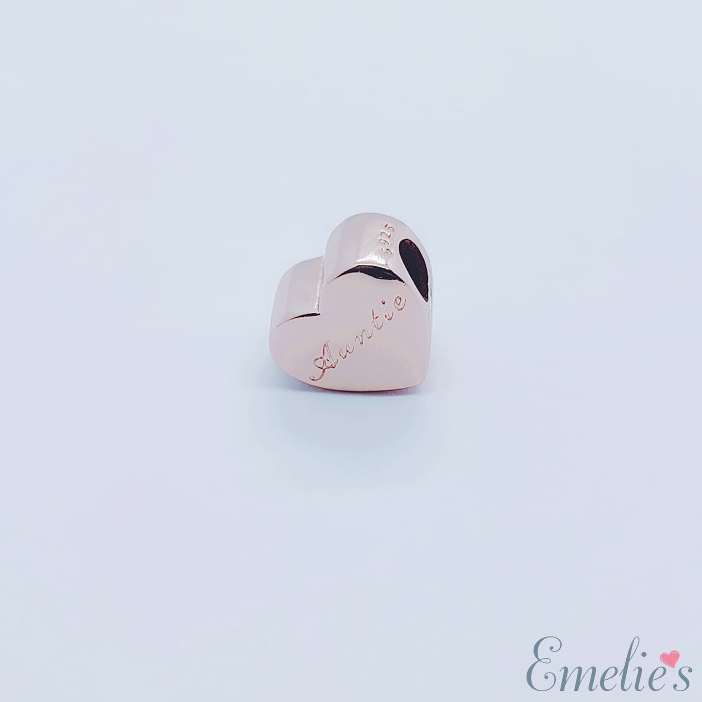 Auntie I Love you to the Moon and Back Charm for Pandora Bracelet. Rose Gold