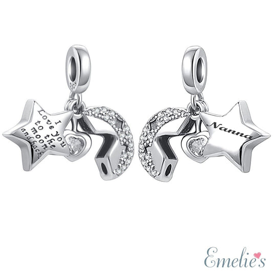 Nanna I Love You to the moon and back Pandora charm
