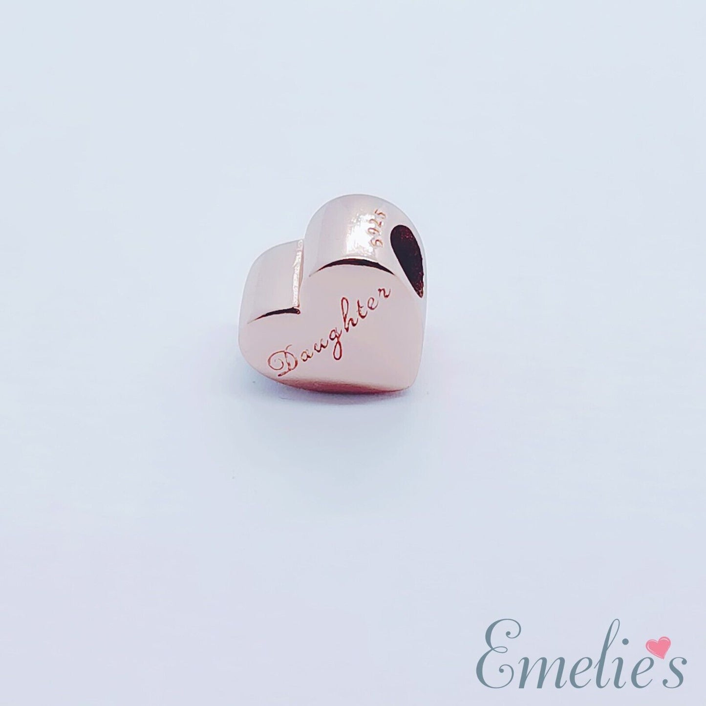 Daughter I Love you to the Moon and Back Charm for Pandora Bracelet. Sterling Silver Rose Gold