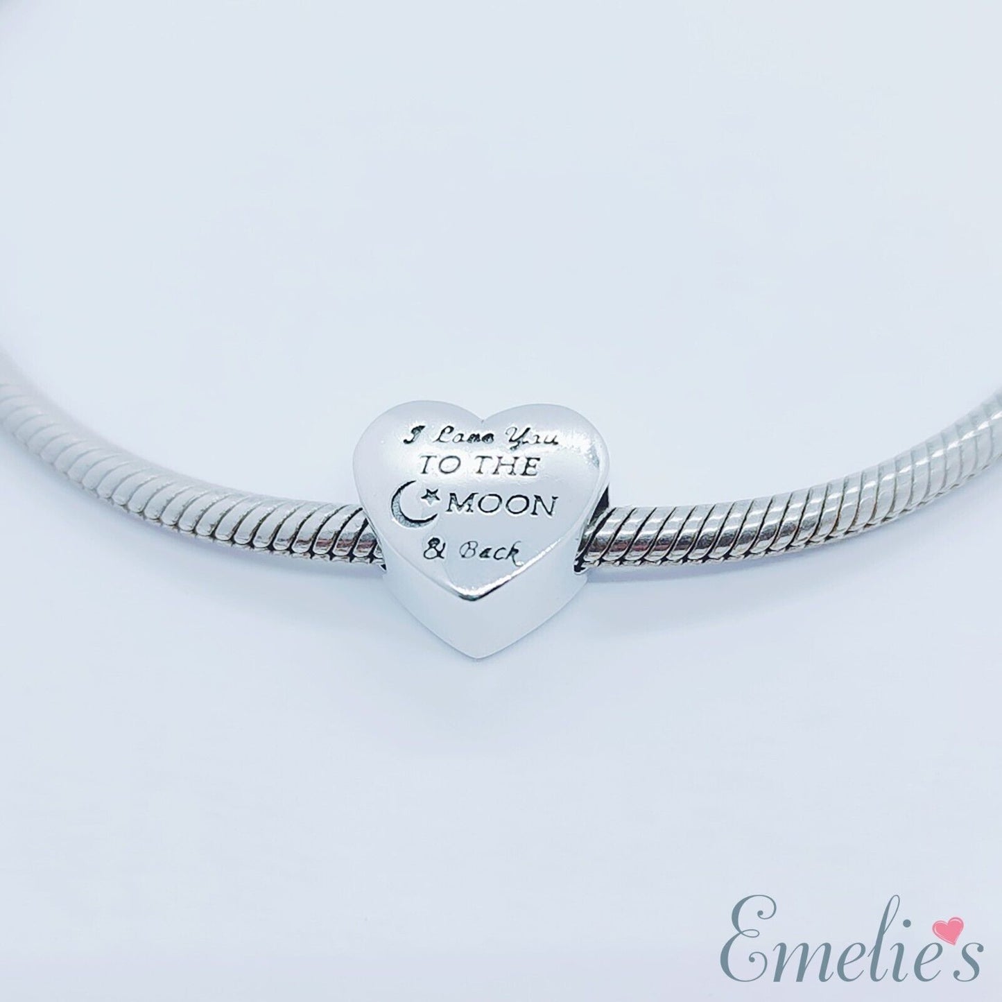 Wife I Love you to the Moon and Back Charm for Pandora Bracelet. S925 Sterling Silver