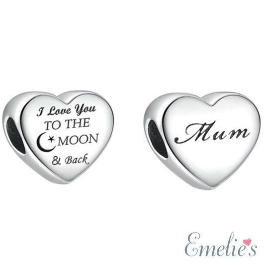 Mum Moon and Star Heart Pandora Charm
