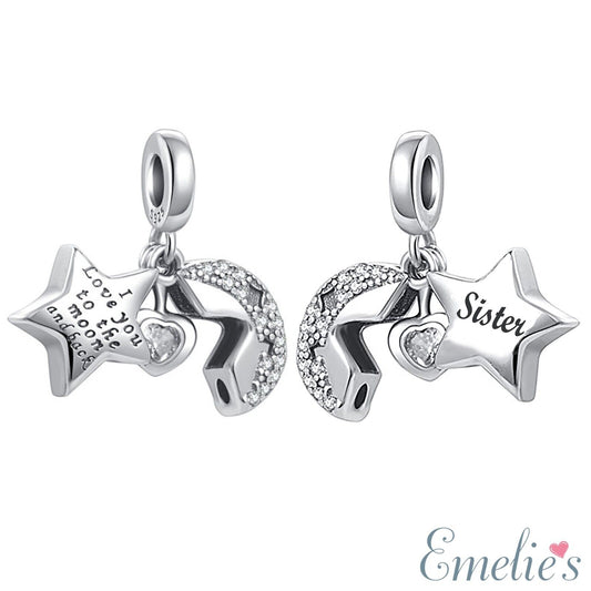 Sister Star and Moon Pandora Charm