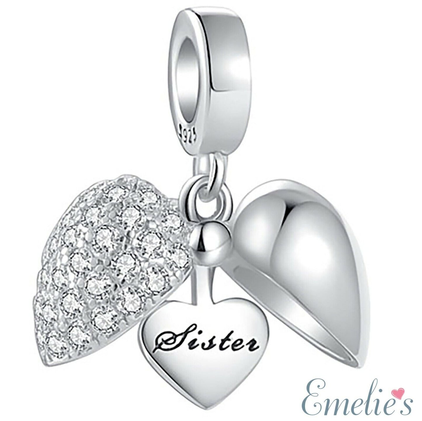 I Love You Sister Charm for Pandora Bracelet or Necklace. Locket Charm